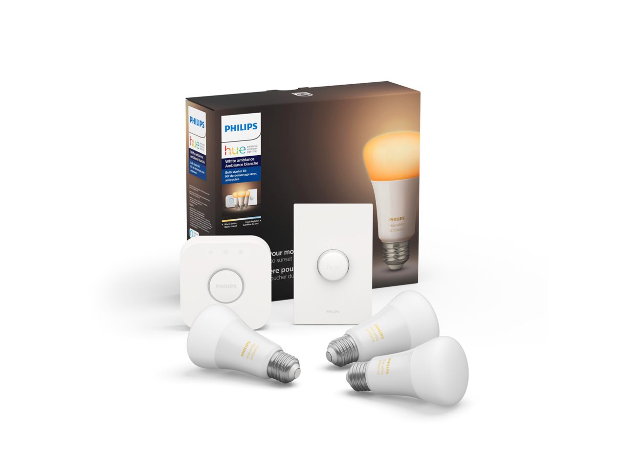 Hue Starter kit: Smart Button + 3-pack White Ambiance E26 LED