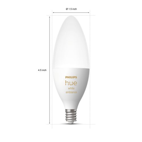 Philips Hue E14 LED Warm white Candle Dimmable Smart Light bulb, Pack of 2