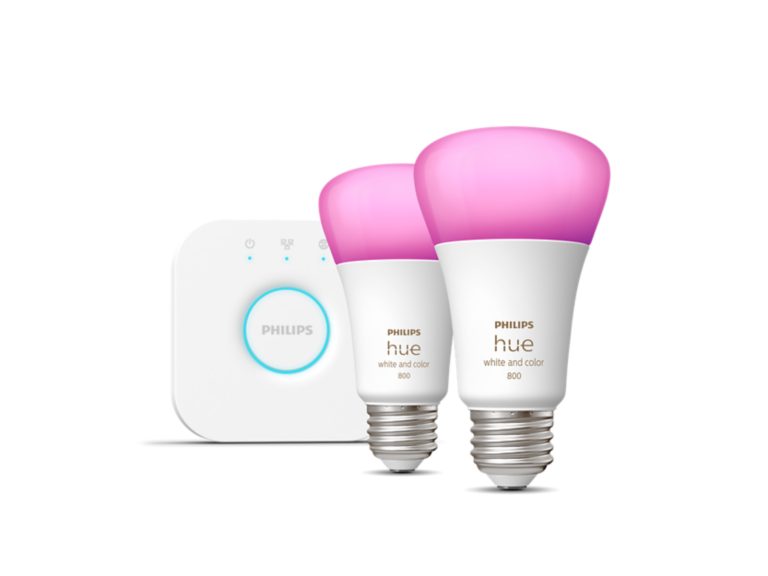 Philips Hue Smart Light Starter Kit (1 Bridge + 2x800LM 60W A19 LED Bulbs) .99