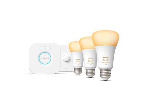 Hue White ambiance Starter kit: 3 E26 smart bulbs (75 W) + smart button