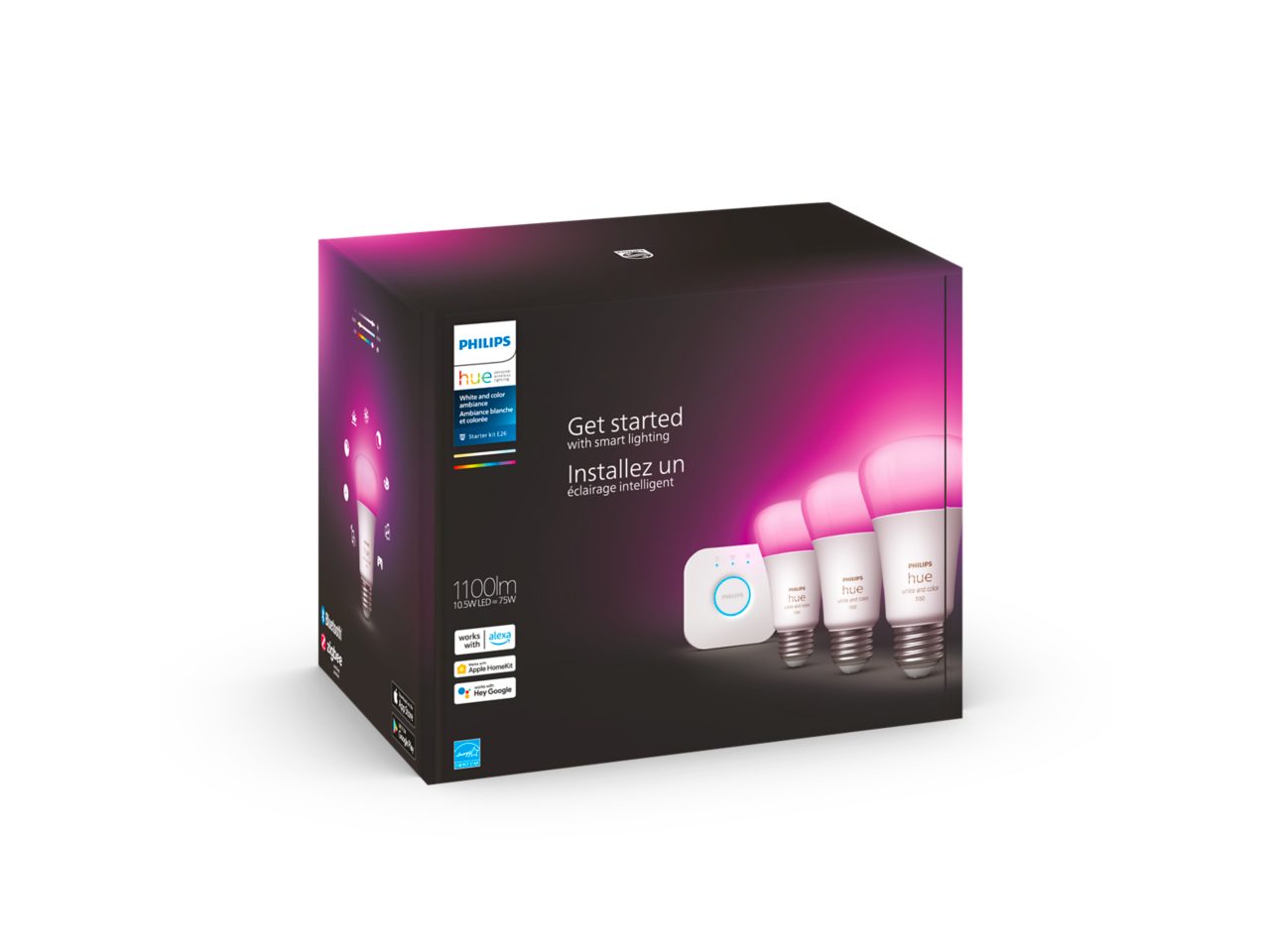 Hue Starter kit: 3-pack E26 LED Bulbs White and Colour Hue Starter kit: 3-pack E26 LED Bulbs White and Colour