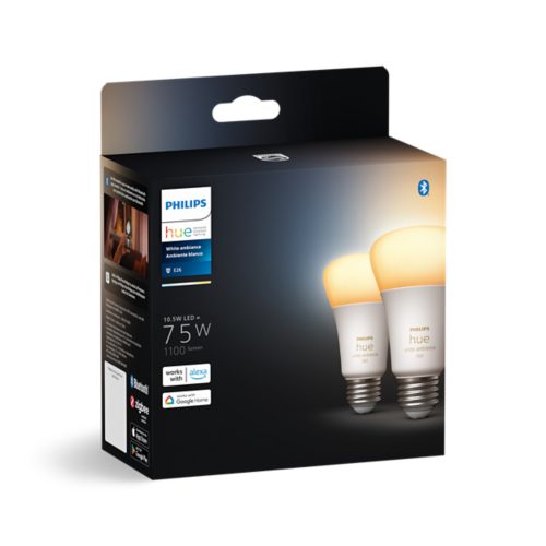 Hue 2-pack A19 E26 75W LED Bulb - White Ambiance | Philips Hue Hue 2-pack A19 E26 75W LED Bulb - White Ambiance | Philips Hue