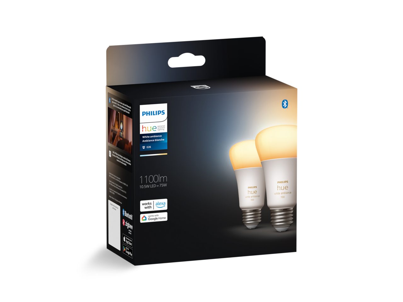 Hue 2-pack A19 E26 LED Bulbs - White Ambiance | Philips Hue