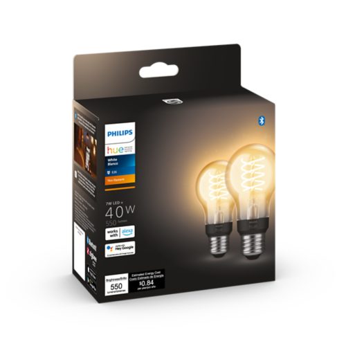 Hue 2 pack A19 E26 Vintage Filament LED Bulbs Standard Philips Hue