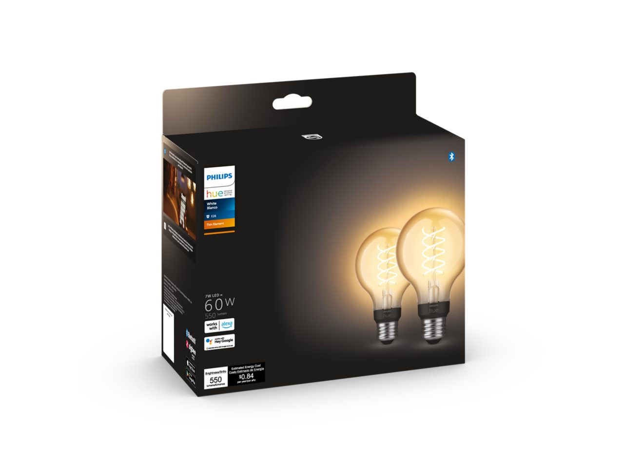 Hue 2-pack Globe G25 E26 Vintage Filament LED Bulbs Standard Hue 2-pack Globe G25 E26 Vintage Filament LED Bulbs Standard