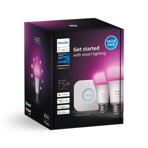 Hue Starter Kit: 2-pack A19 E26 LED Bulbs + Hue Bridge | Philips