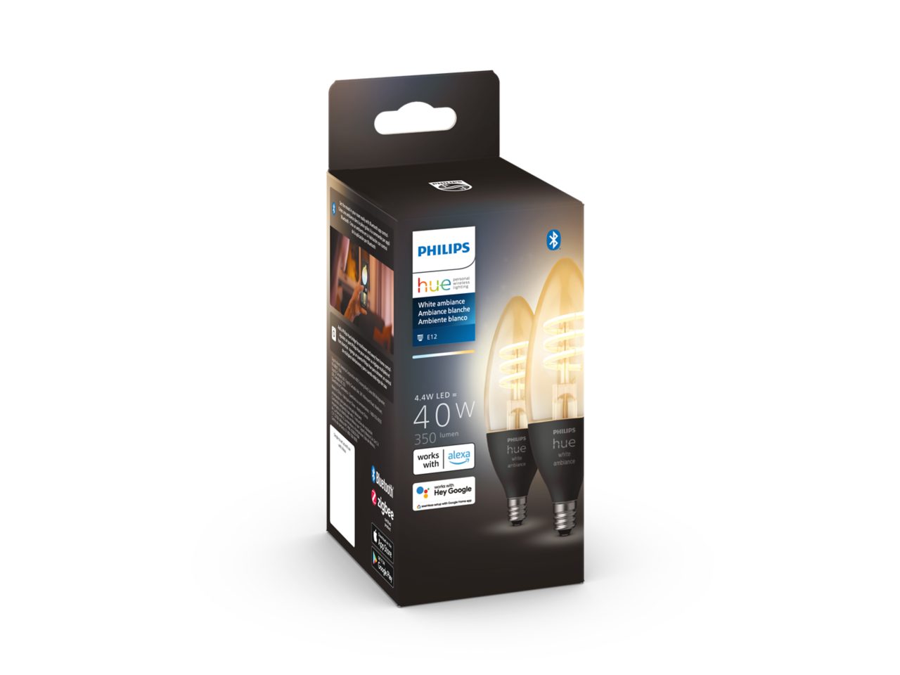 Philips Hue White Ambiance 1600ルーメン 2個 Philips Hue 75-Watt Equivalent A19 Smart LED Tunable White