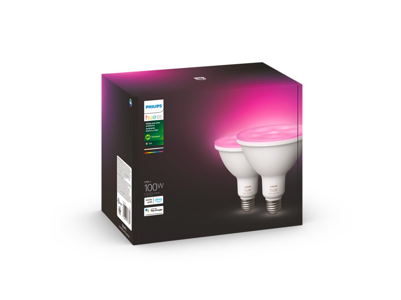 Hue 2-pack PAR38 E26 LED Bulbs White and Colour Ambiance Hue 2-pack PAR38 E26 LED Bulbs White and Colour Ambiance