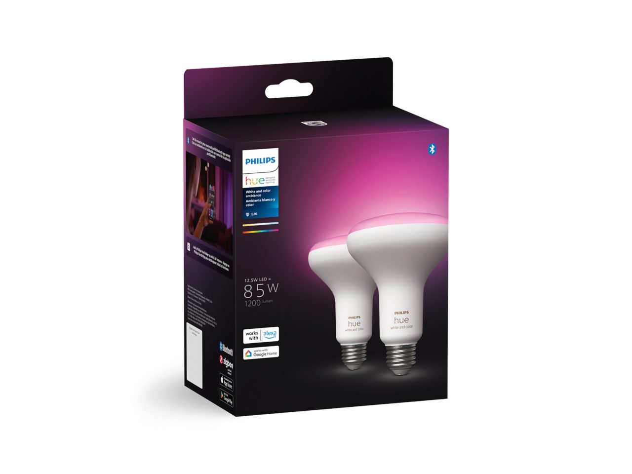 Hue 2-pack BR30 E26 LED Bulbs White and Colour Ambiance Hue 2-pack BR30 E26 LED Bulbs White and Colour Ambiance