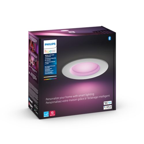 Philips Hue Smart Bluetooth Compatibility White 5-in or 6-in 700-Lumen  Switchable Round Dimmable LED Recessed Downlight in the Recessed Downlights  department at