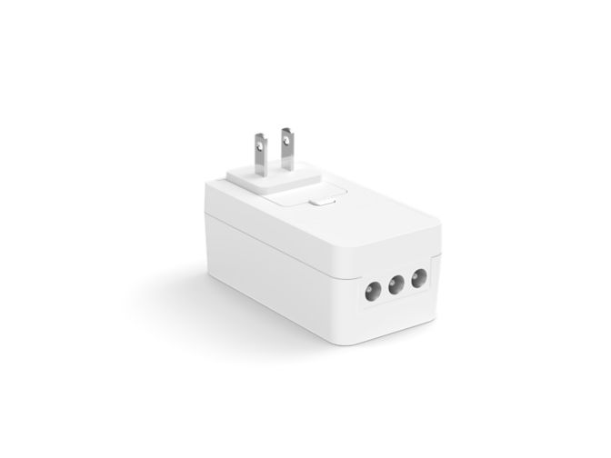 Close up of front of Philips Hue Play light bar power adapter