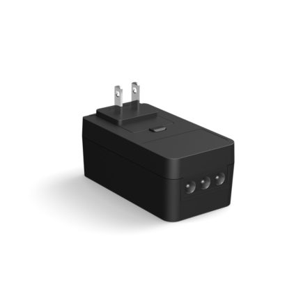Close up of front of Philips Hue Play light bar power adapter