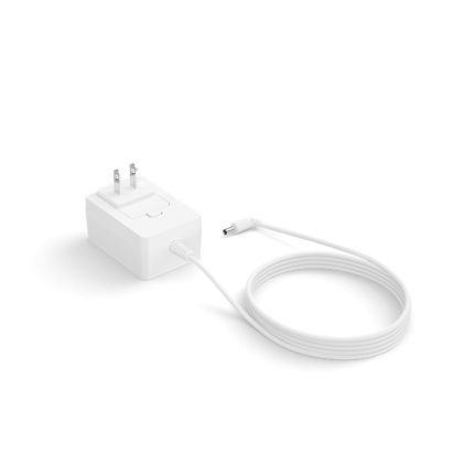 Close up of front of Philips Hue Go v2 accent light power adapter