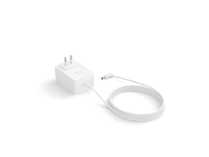 Close up of front of Philips Hue Go v2 accent light power adapter