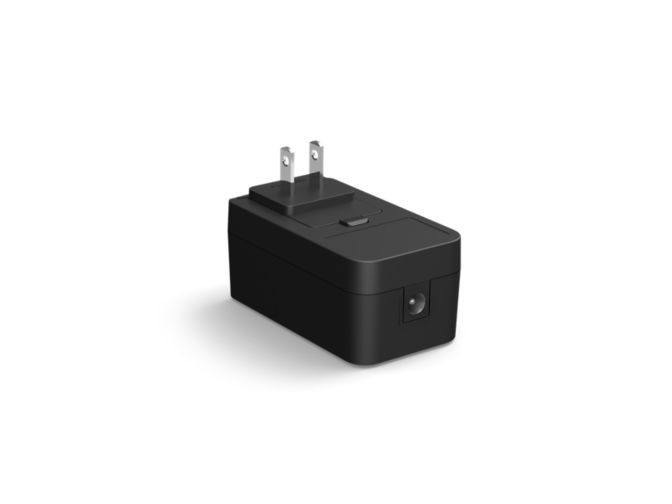 Close up of front of Philips Hue power adapter (single input)