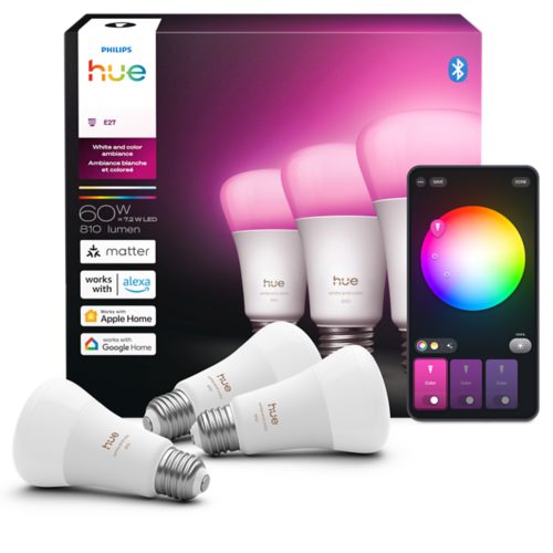 Hue White and color ambiance 60W A19 3PACK- E26 smart bulbs