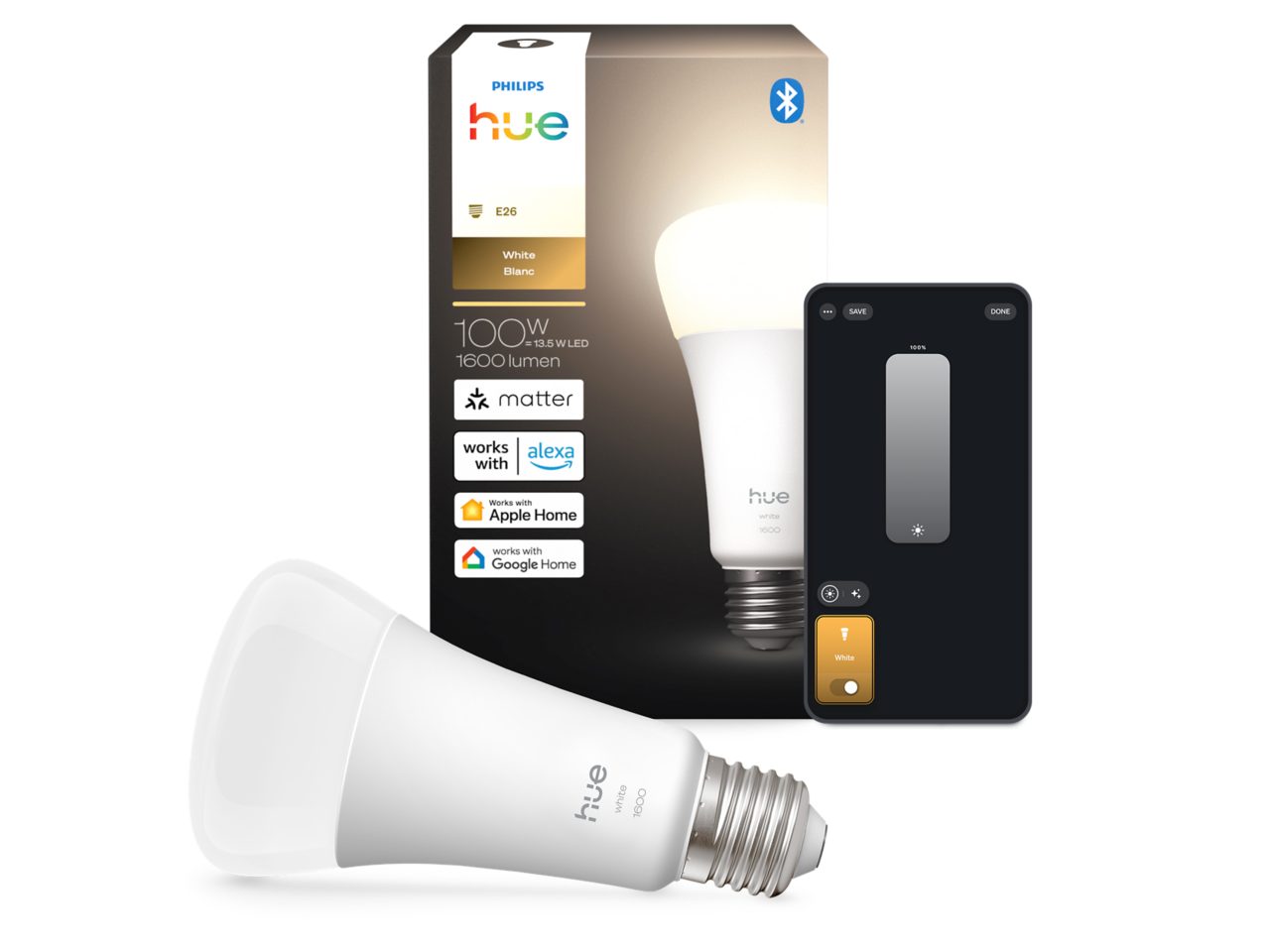 Hue White 100W A21- E26 smart bulb | Philips Hue