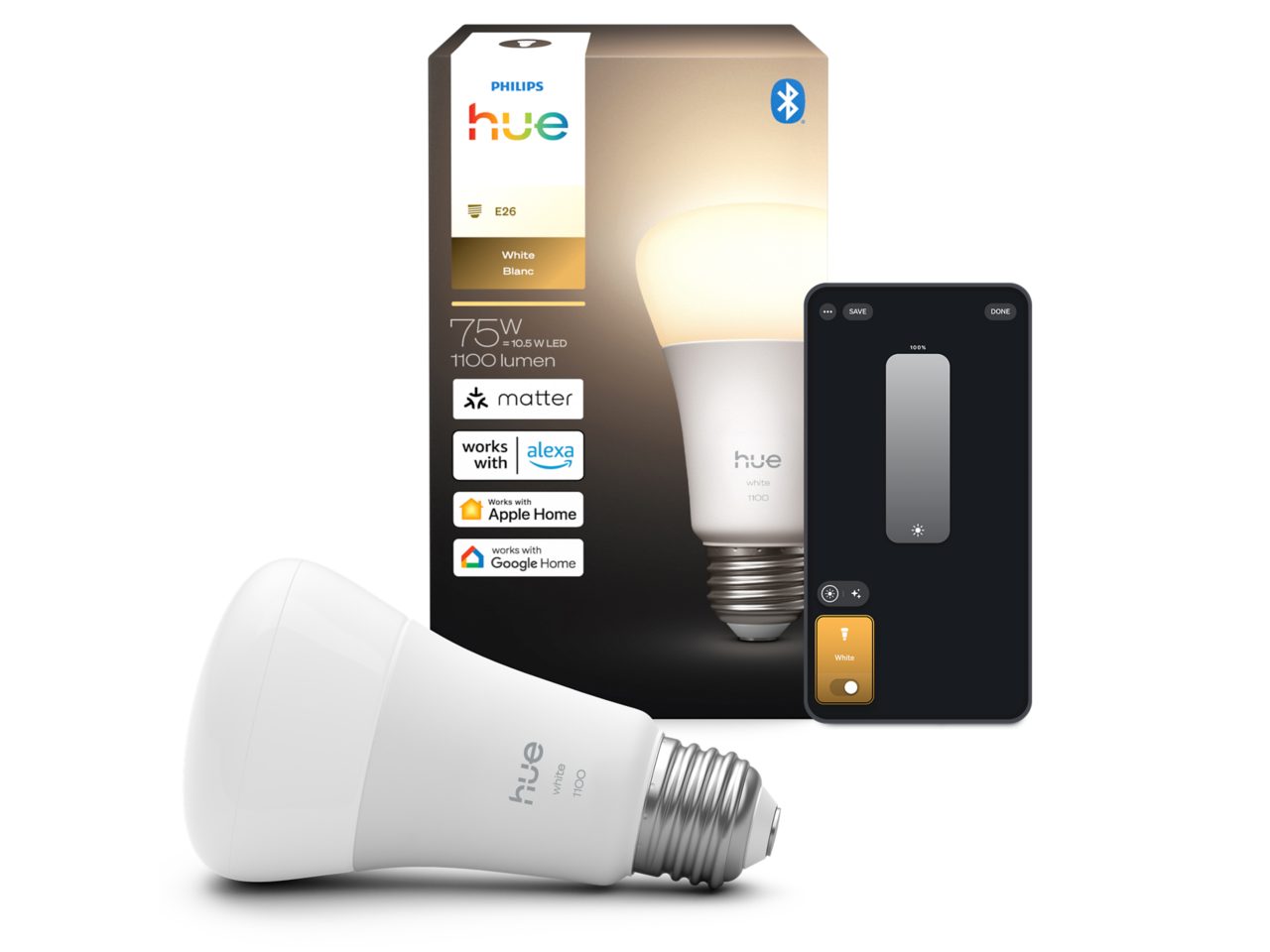 PHILIPS Hue white ambiance E26 1100ルーメン Hue Starter Kit: 2-pack A19 E26 60W LED Bulbs White and