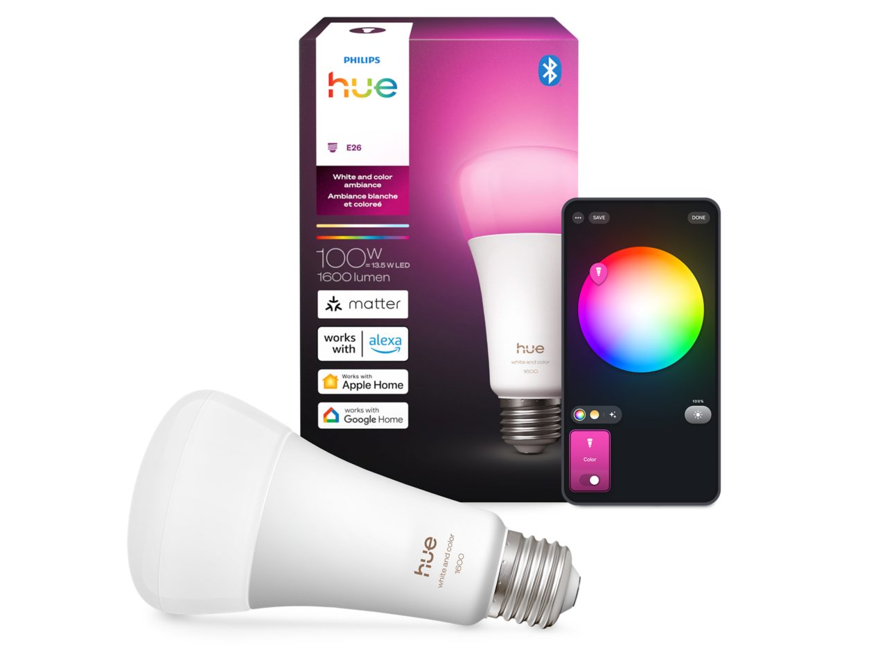Hue White and color ambiance A60 - E26 smart bulb - 1600