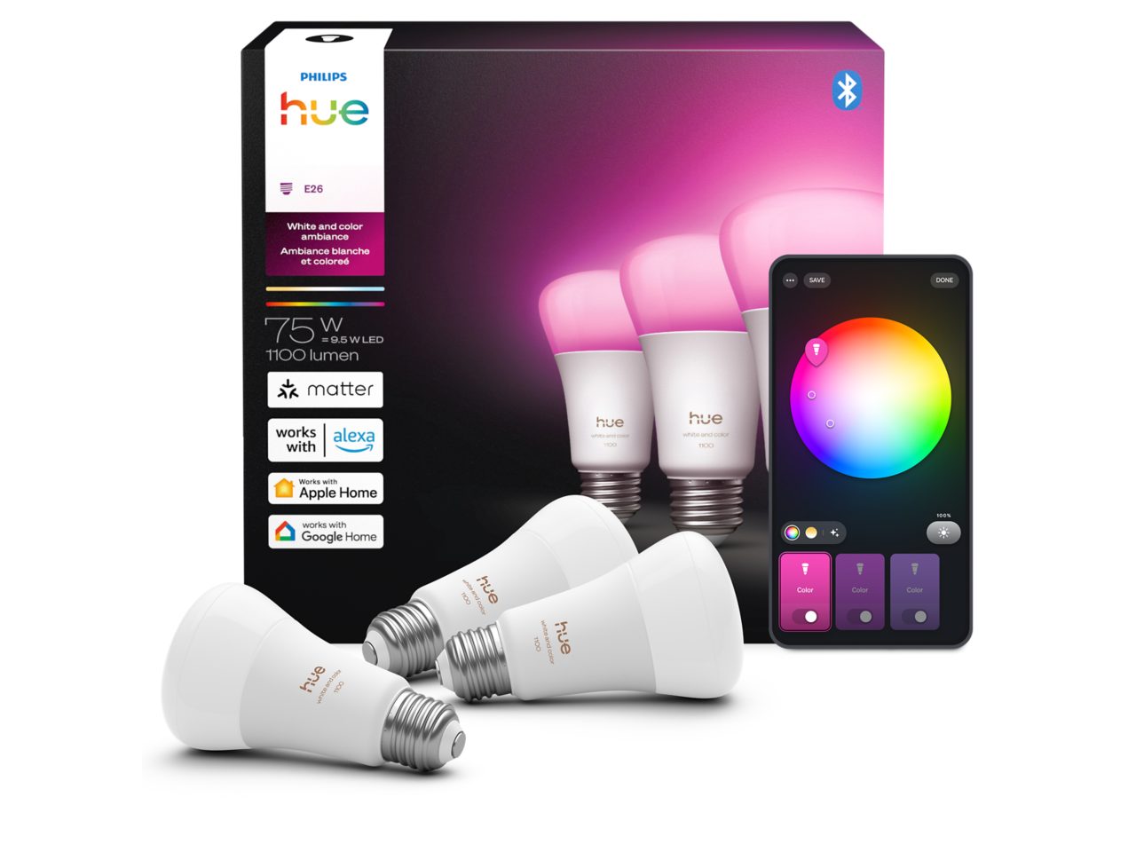 Hue White and color ambiance A60 - E26 smart bulb - 1100