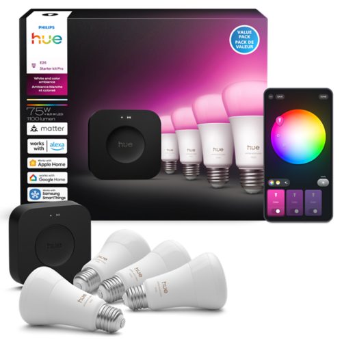 4 A19 colored LED Bulbs E26 + Bridge Pro | Philips Hue