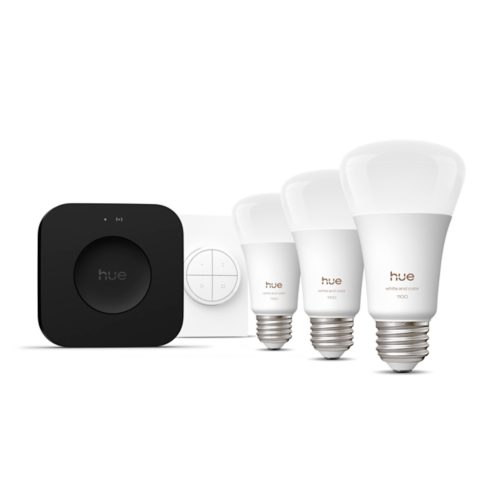 Philips Hue LED電球 1100lm 3個セット フルカラー Hue Starter Kit: Smart Button + 3-pack B22 LED Bulbs White