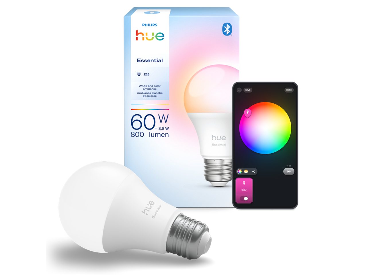 Hue White and color ambiance Essential A19 - E26 smart bulb - 800