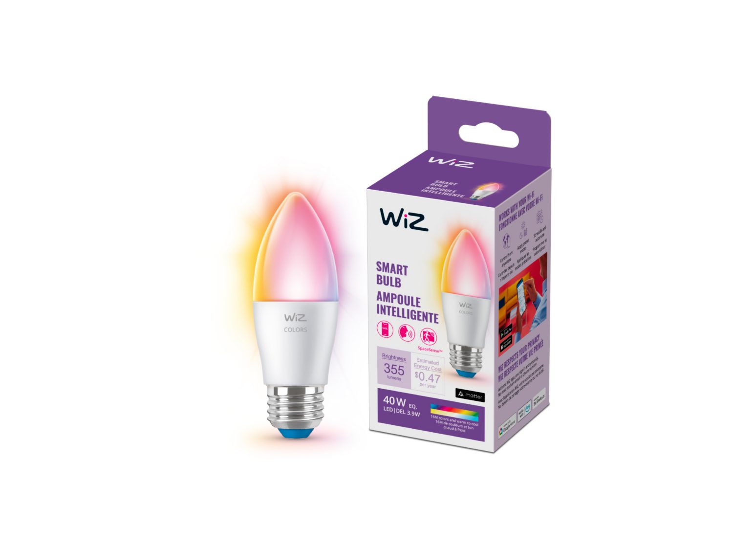 MODERN BULB Candle 40W B12 E26 WiZ