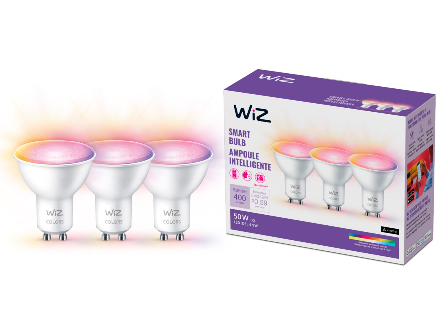 MODERN BULB Spot 50W PAR16 GU10 x3 WiZ