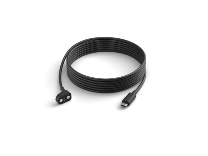 Close up of front of Hue Secure Camera USB C power cable 9.8ft black