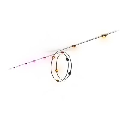 Close up of front of Festavia permanent outdoor lights 90 ft black string