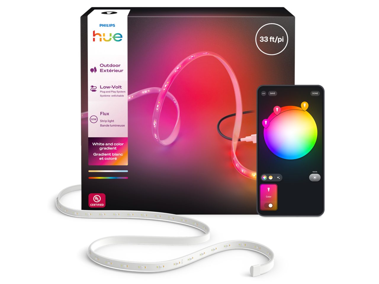 Flux Outdoor Multicolor LED Strip 33ft | Philips Hue