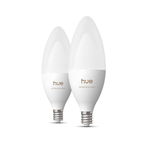 2 B39 E12 White and color LED candelabra bulbs | Philips Hue
