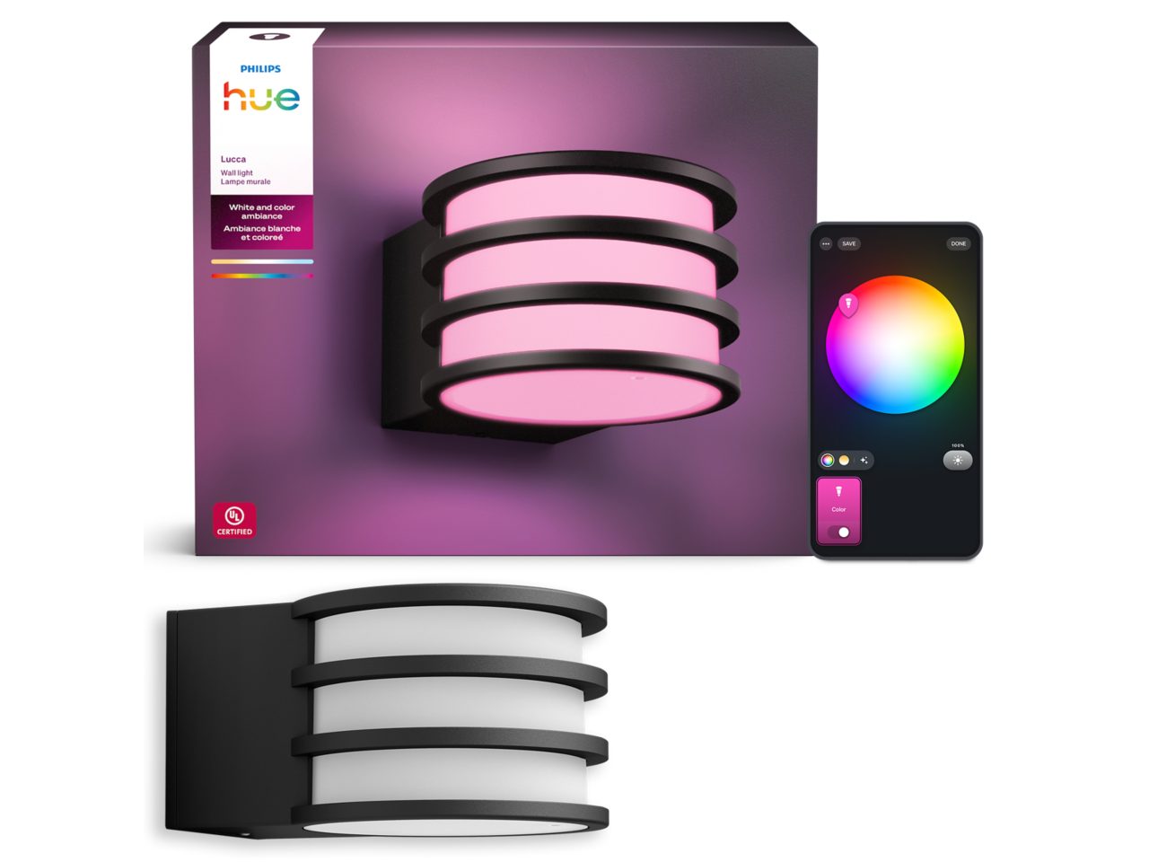 Lucca Outdoor Wall Lantern Black | Philips Hue