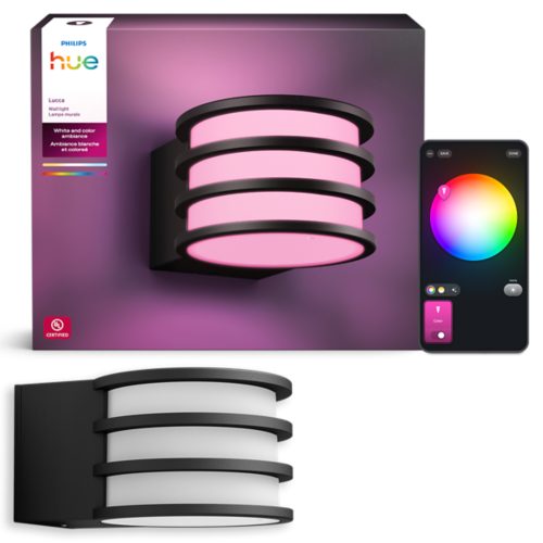 Lucca Outdoor Wall Lantern Black | Philips Hue