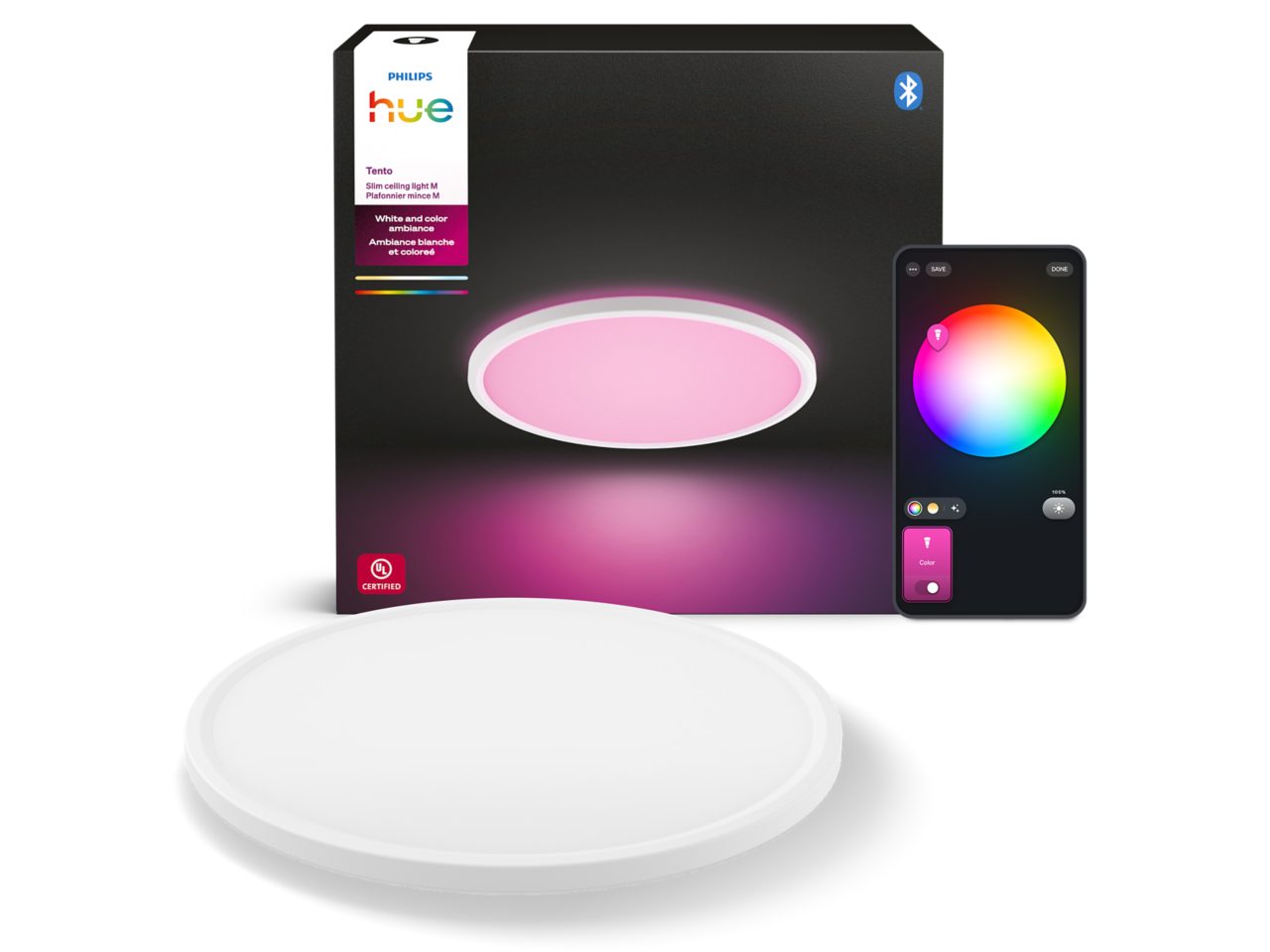 Tento LED Ceiling Light – Medium Round White | Philips Hue