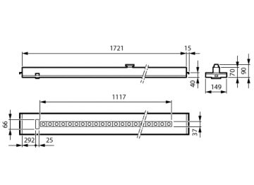 Dimension Drawing (without table) - RC455B 40S/940MCW-M U4W3 L1722 W150 B40