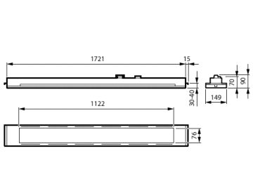 Dimension Drawing (without table) - RC455X 40S/UE840 DLO W3W2 L1722 W150 B40