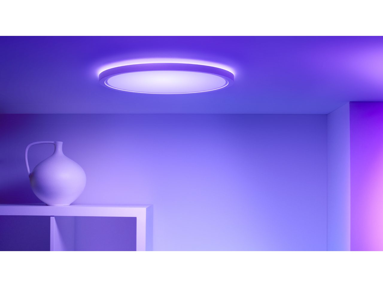 WiZ Plafondlamp SuperSlim - Diameter: 55 cm - Warm- tot Koelwit Licht - Slimme LED Verlichting - Geïntegreerde LED - 32W - Zwart - Wi-Fi
