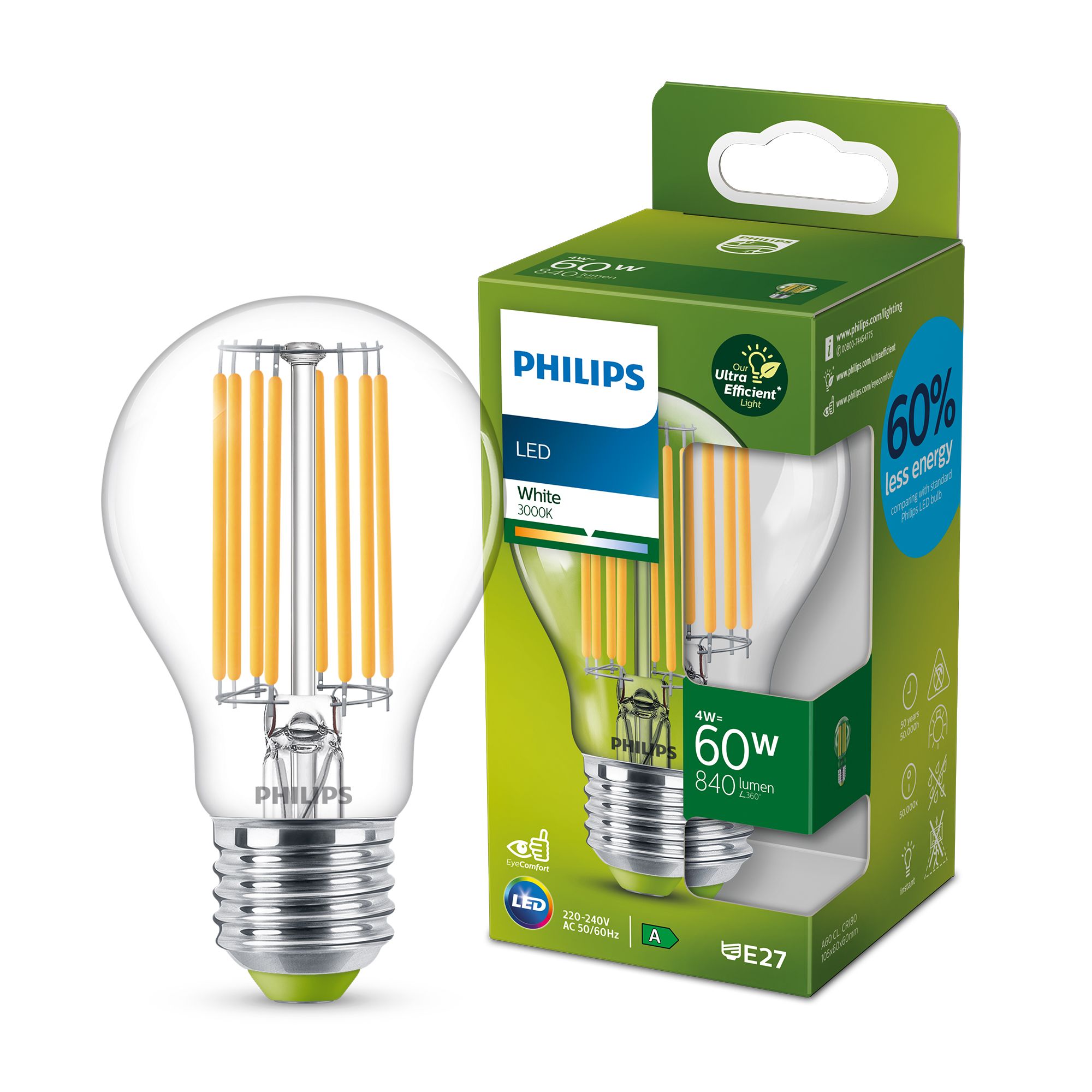 7-Watt Renewed 2700-2200 Kelvin Philips 458687 LED B12 Dimmable Candle Light Bulb with Warm Glow Effect: 500-Lumen E12 Candelabra Base 4-Pack Soft White 60-Watt Equivalent 