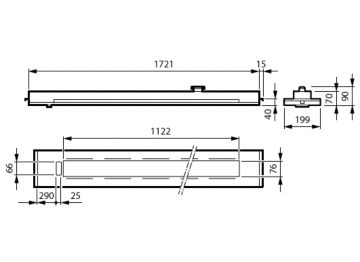 Dimension Drawing (without table) - RC455X 36S/UE840 DLO U4 W3 L1722W200B40