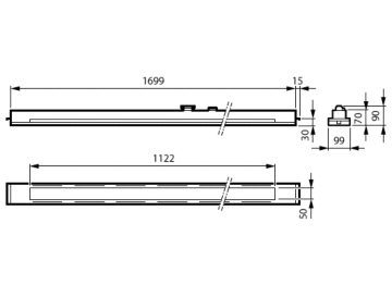 Dimension Drawing (without table) - RC455X 40S/940 DLO W3W2 L1700 W100 B30