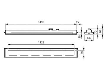 Dimension Drawing (without table) - RC455X 40S/940 DLO W3W2 L1497 W150 B30
