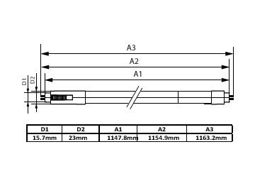 Dimension Drawing (with table) - 13T5HE/COR/46-5CCT/MF18/G 25/1