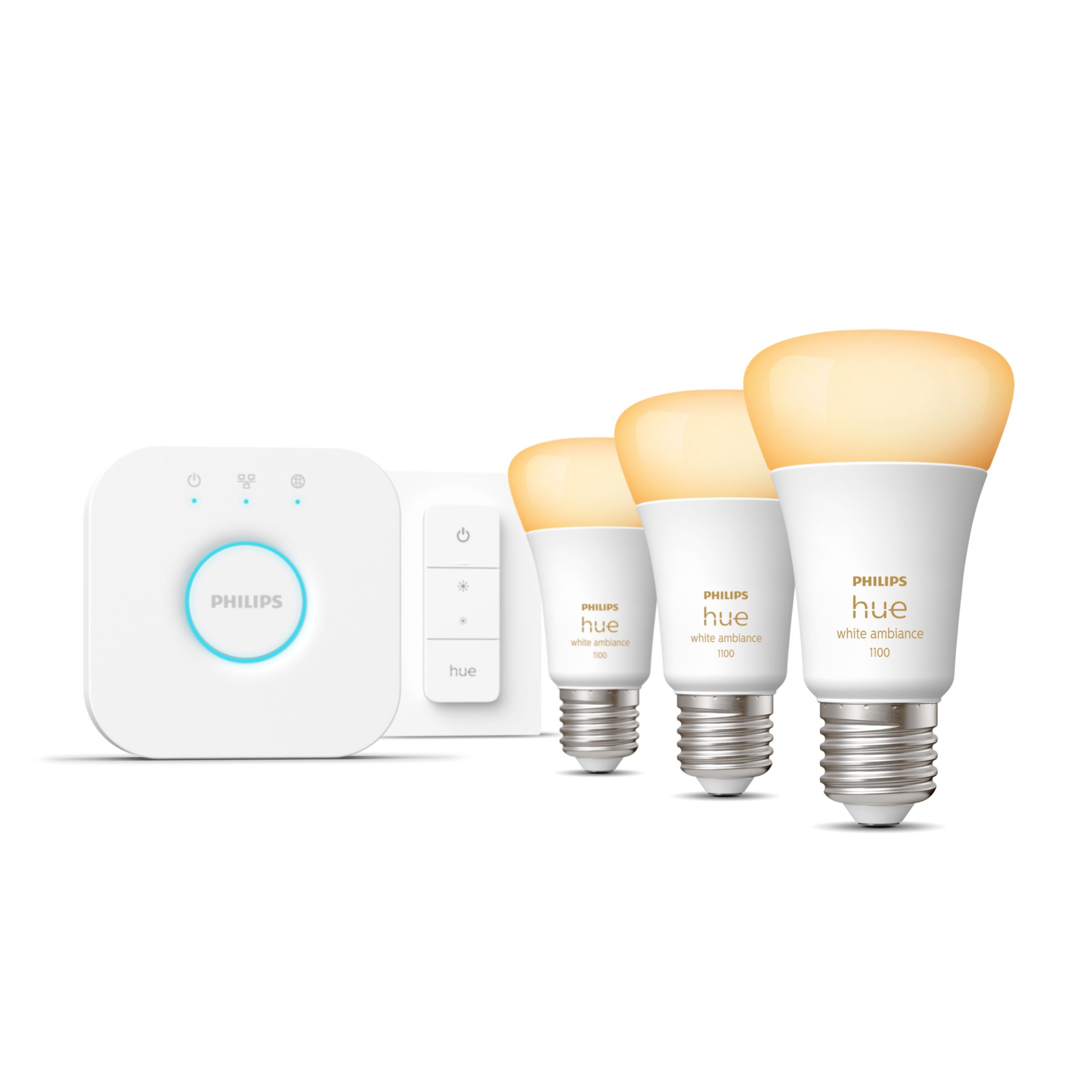 Archeologisch rietje Stationair Hue White ambiance Starterkit: 3 E27 slimme lampen (1100) + dimmer switch |  Philips Hue NL-BE