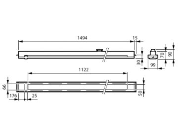 Dimension Drawing (without table) - RC455X 36S/930 DLO U4 W3 L1495 W100 B30