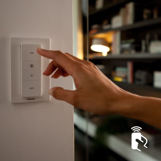 Control via the included Philips Hue wireless dimmer switch