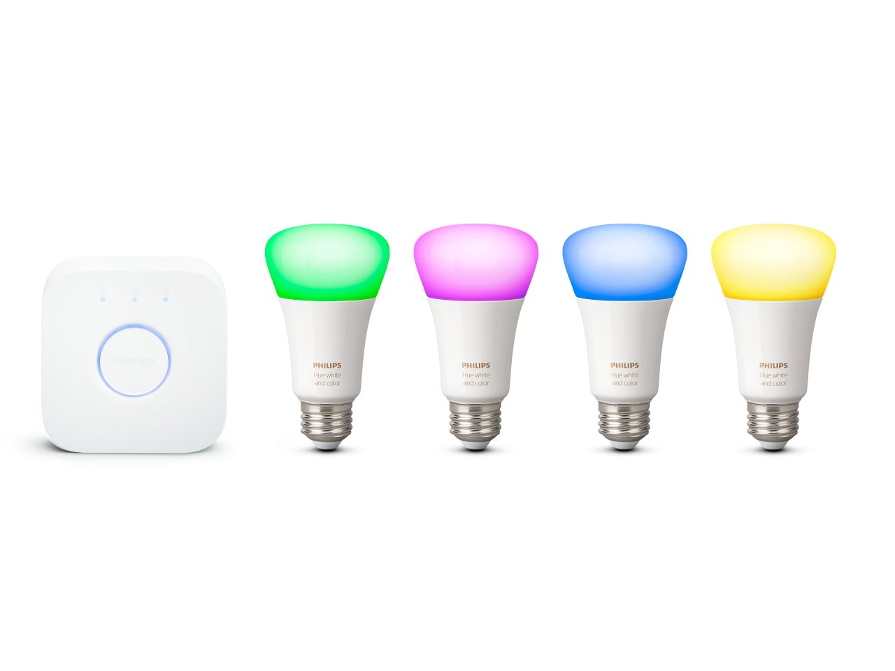 Hue Starter kit: 4 E26 LED Bulbs White and Colour Ambiance + Hue