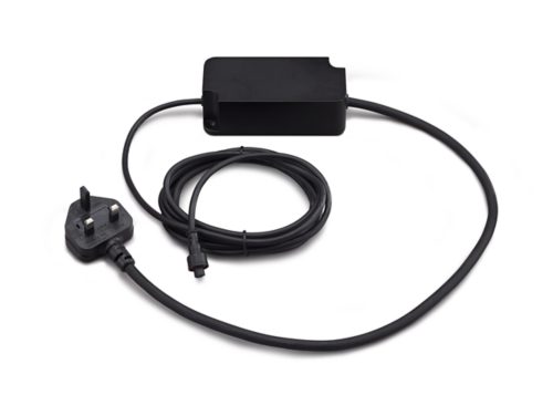 Black rectangular power supply with a matte finish, UK plug, and long cable, designed for smart lighting accessories.