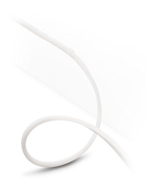 Flexible light strip, white color, elongated shape with a smooth finish, coiled and extended, no visible switches or ports.
